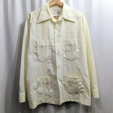 70s Vintage 멕시코제 UXMAL 긴팔 쿠바 셔츠 XL 상당