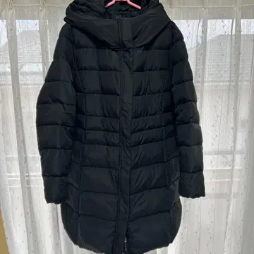 INDIVI 후드 부착 롱 다운 자켓 블랙