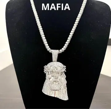 지저스 지르코니아 실버 테니스 목걸이 글리터 해외 래퍼