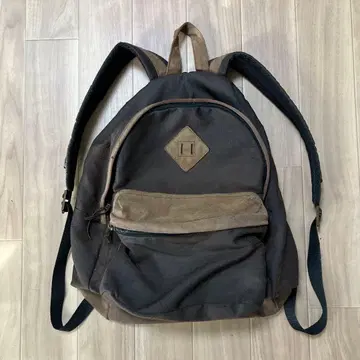 [ HARE ] 캔버스 가죽 백팩 [ 브라운 ]