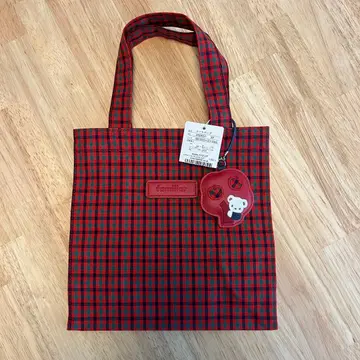 파밀리아 토트백 빨간색 계열 체크