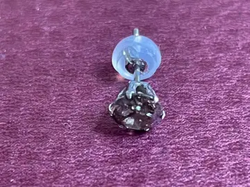 브라운 라운드 컷 플라티나 스터드 귀걸이 7mm