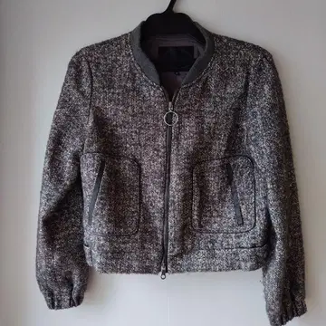 UNTITLE 샴브레이 루프 트위드 블루종 그레이 2