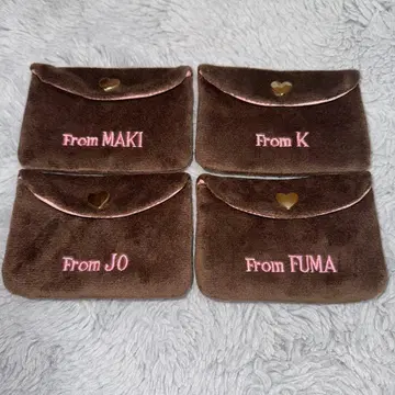 자수 부착 소형 파우치 4개 세트