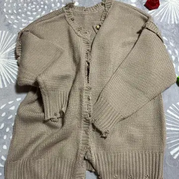 베이지 니트 가디건 긴팔