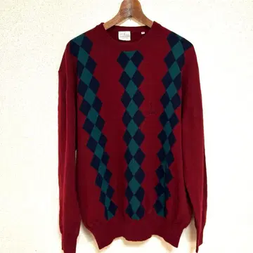 트루사르디 TRESSARDI 아가일 스웨터 빨간색 와인 레드 새상품