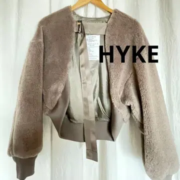 HYKE 하이크 카키 보아 자켓 크롭 기장