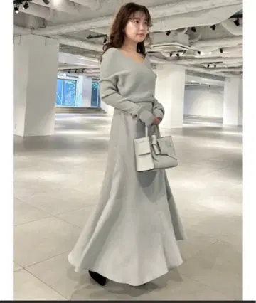 FRAY I.D / 프레이 아이디 오프숄더 니트 콤비 원피스