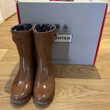 HUNTER 브라운 레인부츠 22cm