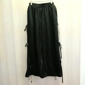 me+en select 스웨트 팬츠 와이드 팬츠 리본 블랙 F