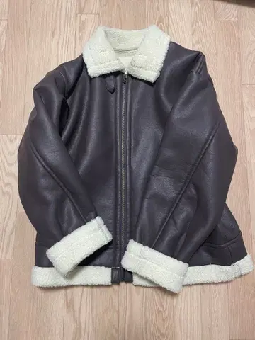 다크 브라운 보아 부착 가죽 자켓