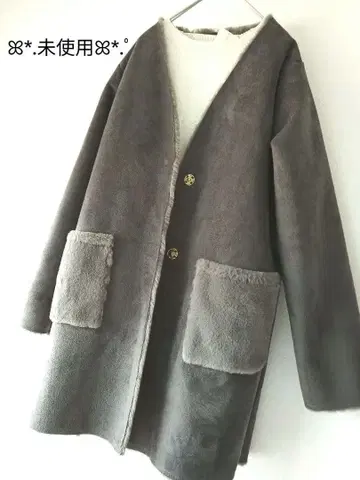 미사용 스웨이드 느낌 x 퍼 코트