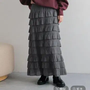 LOWRYSFARM 로리즈팜/프릴 스커트 차콜 그레이 새상품