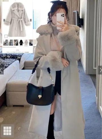 리본 벨트 퍼 가운 코트 [ze688]