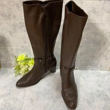 ing 롱 부츠 가죽 부츠 천연 가죽 브라운 천연 가죽 24.5