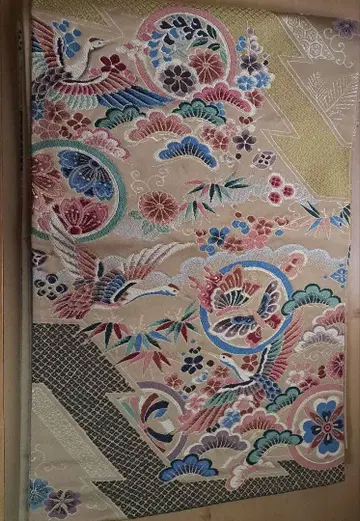 다색 자수 후쿠로 오비 니시진 수직 협회 수직 인증서 포함