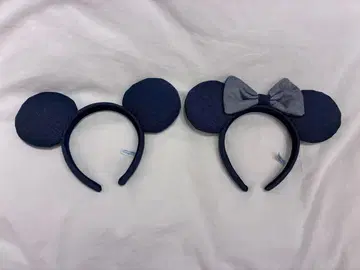 미키&미니 데님 원단풍 머리띠 세트