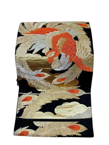 S53 앤티크 후쿠로 오비 당초 당초 봉황 새상품급