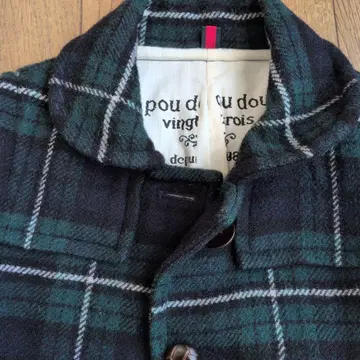 pou dou dou 그린 계열 체크 코트