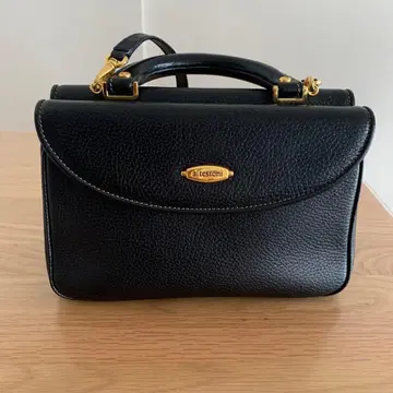 a.testoni 블랙 가죽 핸드백