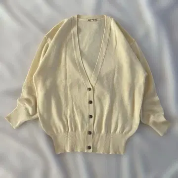 돌먼 슬리브 니트 가디건 깊은 V넥 아이보리 일본제