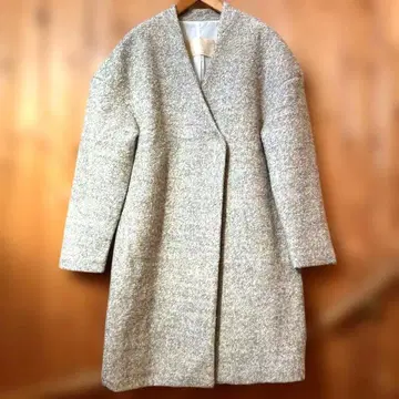 그레이쥬 울 혼방 롱 노카라 코트