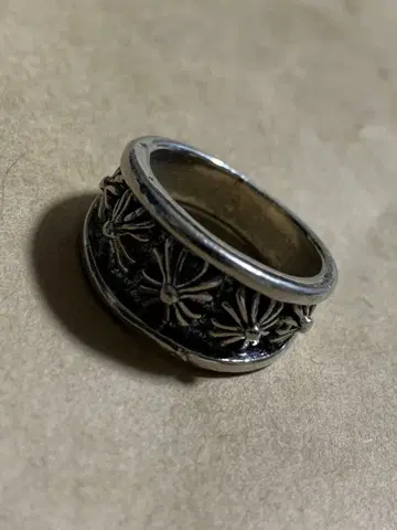 실버 꽃 무늬 반지