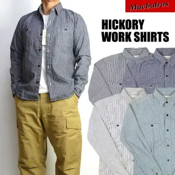 Macbatros 네이비 히코리 워크 셔츠 L
