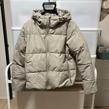 퀼팅 패딩 자켓 베이지색