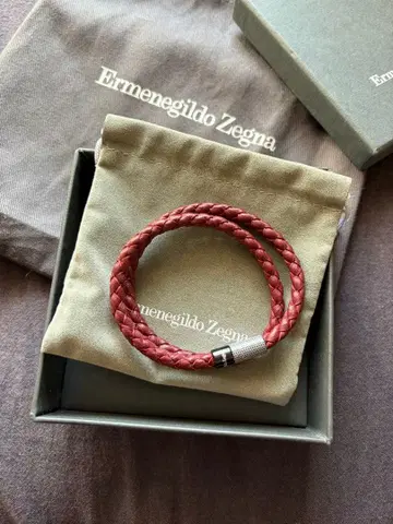 Ermenegildo Zegna 빨간색 가죽 팔찌