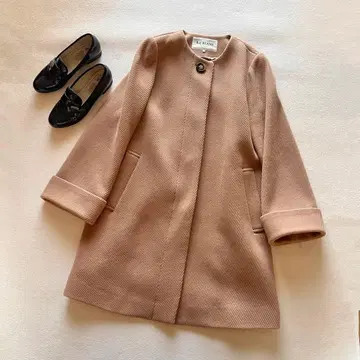 거의 새상품 Ray BEAMS 트윌 울 A라인 노카라 코트