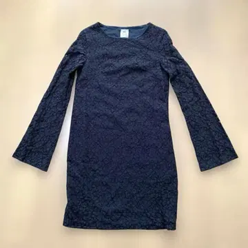 atticbarn 블랙 레이스 긴팔 무릎 기장 원피스 이탈리아제 0134