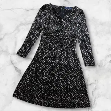 [레트로] 엠즈 그레이시 플레어 원피스 도트 벨로아 40 A라인