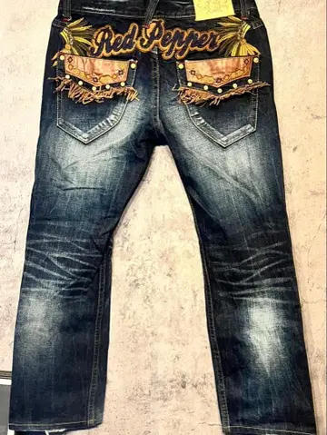 Red Pepper 자수 프린지 데님 팬츠