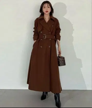 eimy istoire 벨티드 울 트렌치코트 브라운