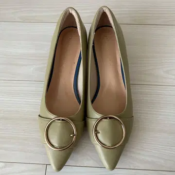 올리브 그린 스틸레토 펌프스 38