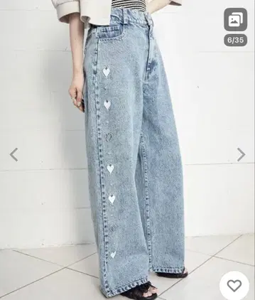 MAJESTIC LEGON 하트 자수 와이드 팬츠 M