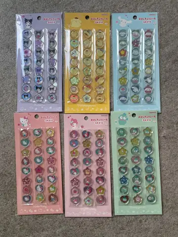 산리오 공기알 모양 씰 공기알 키티 쿠로미 6장 세트