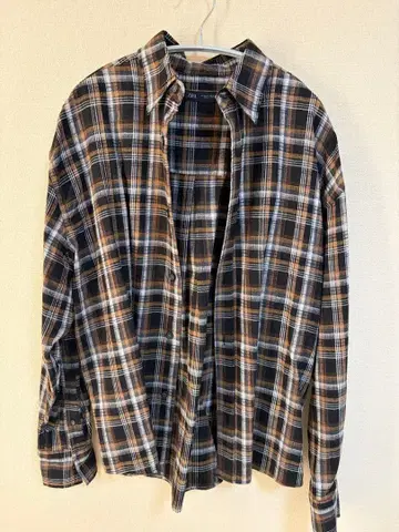 ZARA 브라운 계열 체크 긴팔 셔츠 S