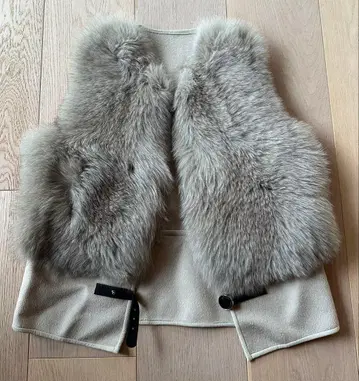 DOUBLE STANDARD 그레이 퍼 베스트 38 새상품급