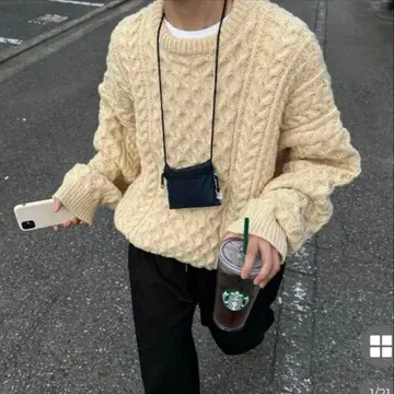 누구 포이 누구 미뇽 케이블 오버사이즈 니트