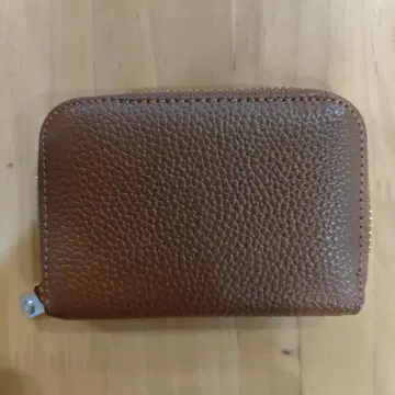 브라운 가죽 카드 케이스 골드 지퍼