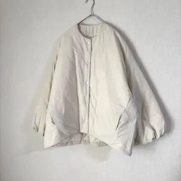 노카라 다운 자켓 사이드 지퍼 퀼팅 블루종 화이트