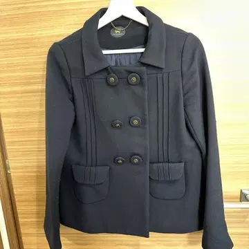 Anya Hindmarch 네이비 더블 브레스트 자켓 코트