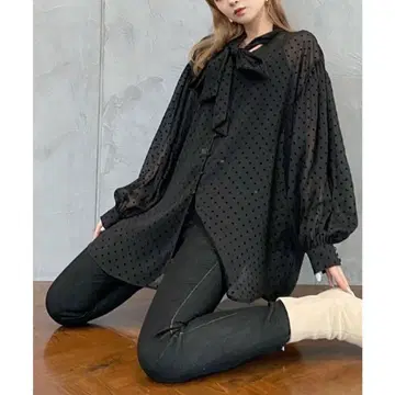 eimy istoire 플로키 도트 리본 오버 셔츠