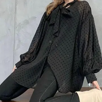 eimy istoire 플로키 도트 리본 오버 셔츠