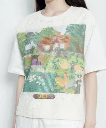 MUVEIL 가든 프린트 티셔츠 40