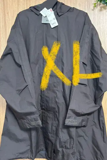 유니클로 블록 테크 릴랙스 하프 코트 XL 덕 브라운