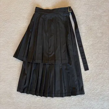 르쉘블루 블랙 플리츠 롱 스커트 벨트 포함 38