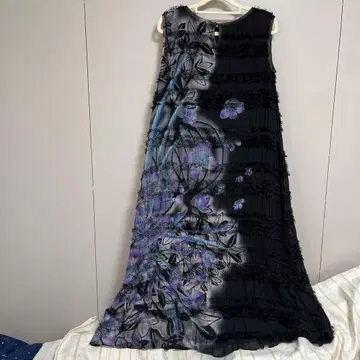 요캉 새상품급 블랙 보라색 고급 프린지 원피스